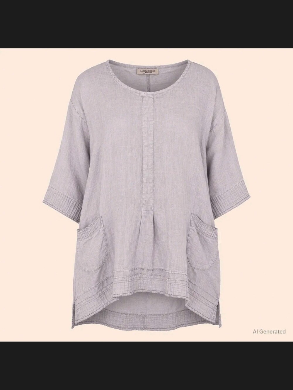 Lungo L'Arno Linen Relaxed Fit Tunic Dress Sz 2X Gray Made In Italy